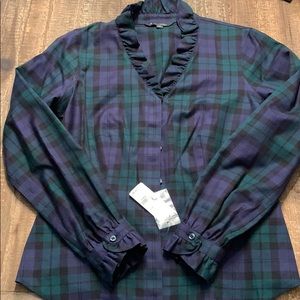 Brooks brothers button down ruffle top